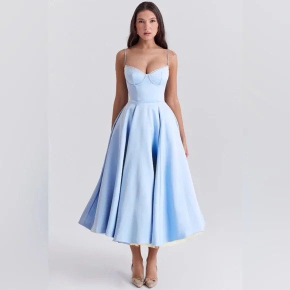 House of CB Mademoiselle Cinderella Blue Tulle Midi Dress Large - Picture 3 of 9